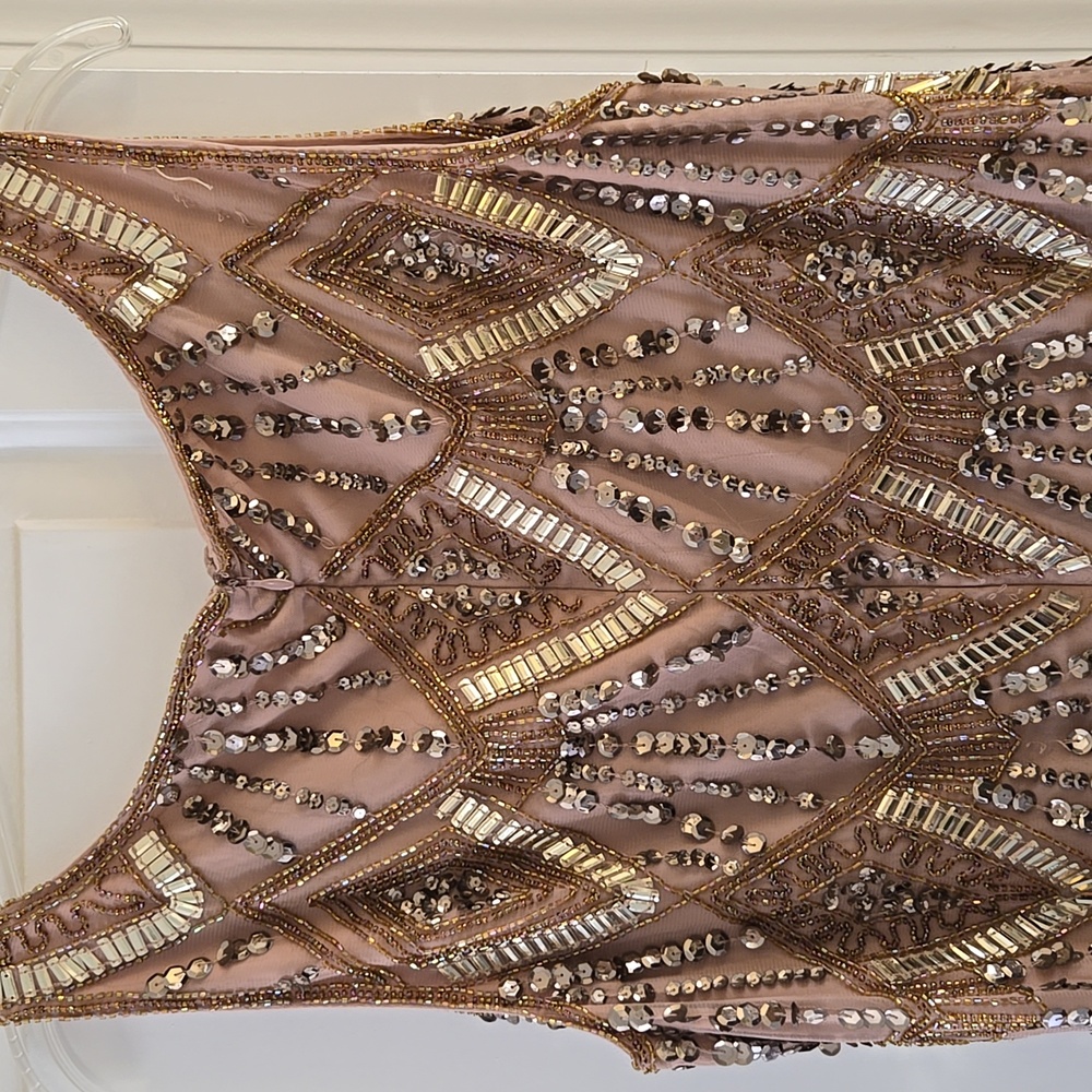 Joanna Hope Gold & Brown Embellished Sequence  High Low Maxi Formal Dress - Picture 6 of 6